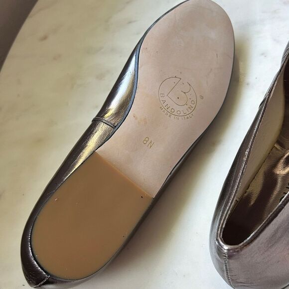 New Y2K Bandolino Metallic Bronze Silver leather Women's Flats 8N - Picture 7 of 7